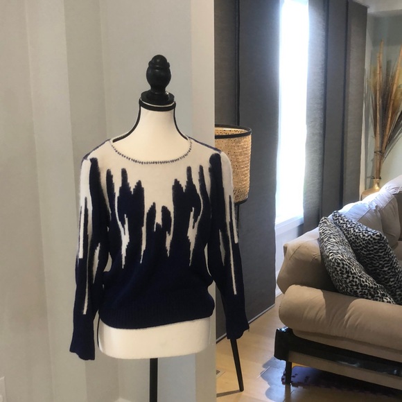 Vintage Franco Valeri Size Medium Blue and Cream - Picture 3 of 6